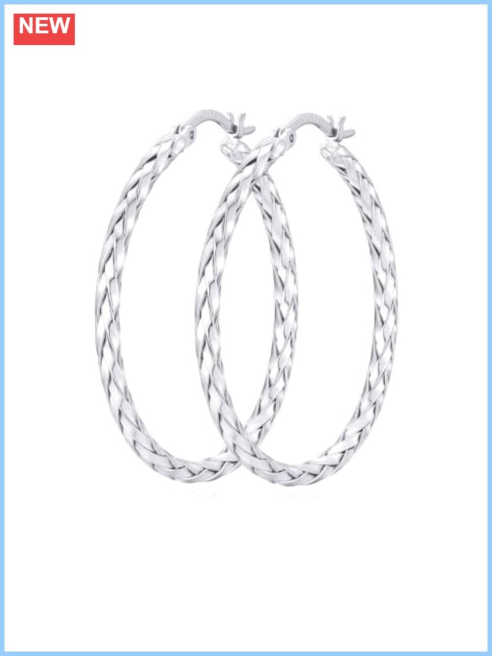 Sterling Silver Post Hoop Earrings 14K White Gold Plated Hypoallergenic